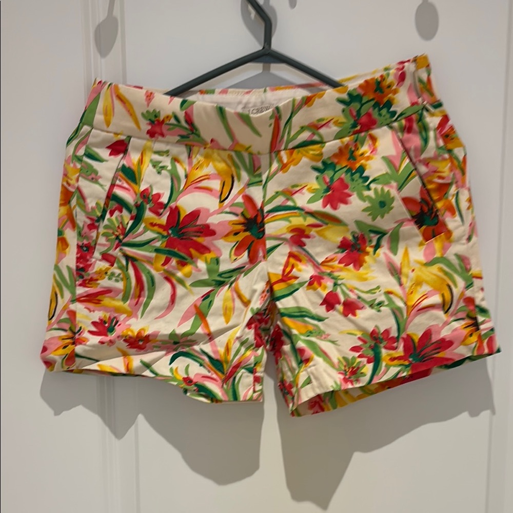 J crew shorts with bright pattern, side pockets
